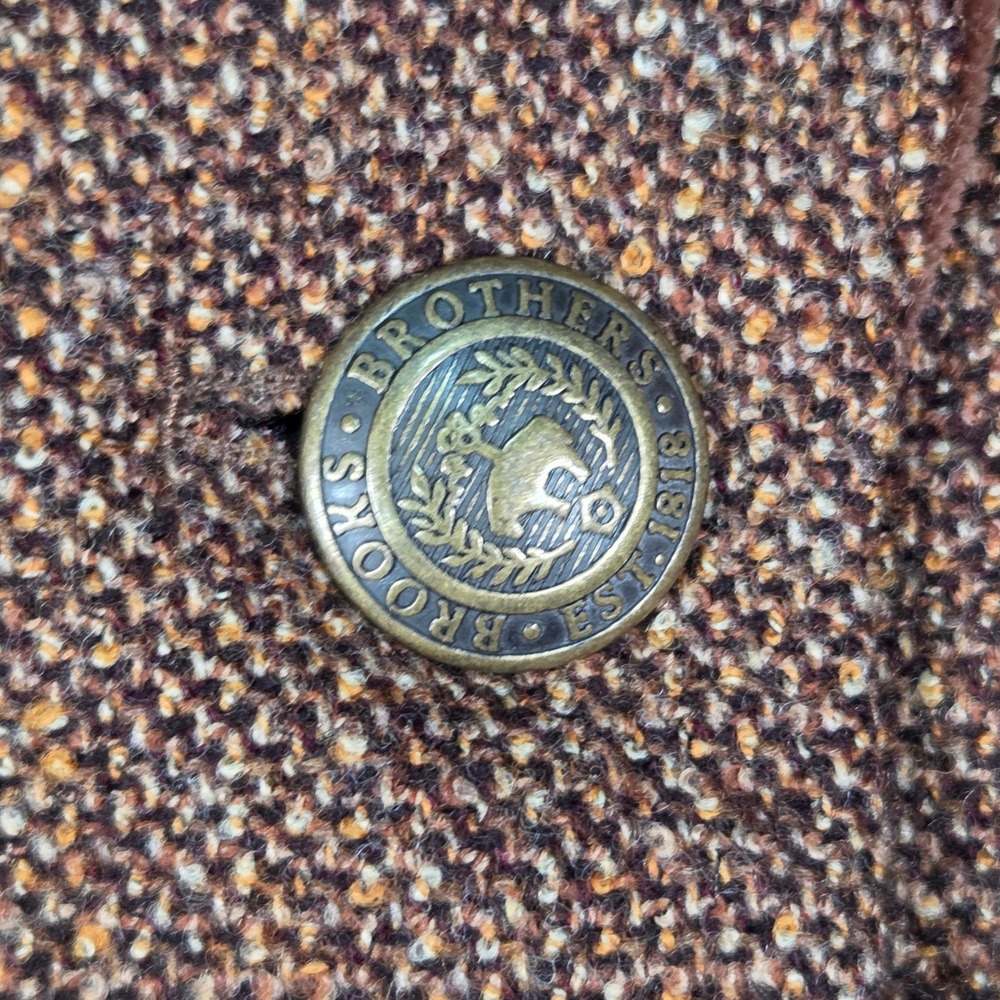 Vintage Brooks Brothers Skirt Suit Womens 10/8 Brown Wool Tweed Velvet Trim Vtg - Picture 7 of 13